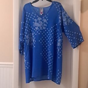 Johnny Was Royal Blue Embroidered Tunic
